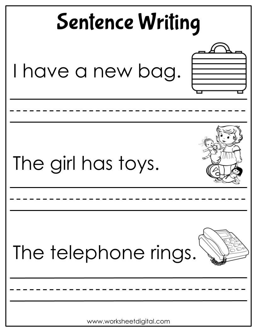 20 Printable Sentence Writing Worksheets, Simple Sentences,writing Sentences Activity ...