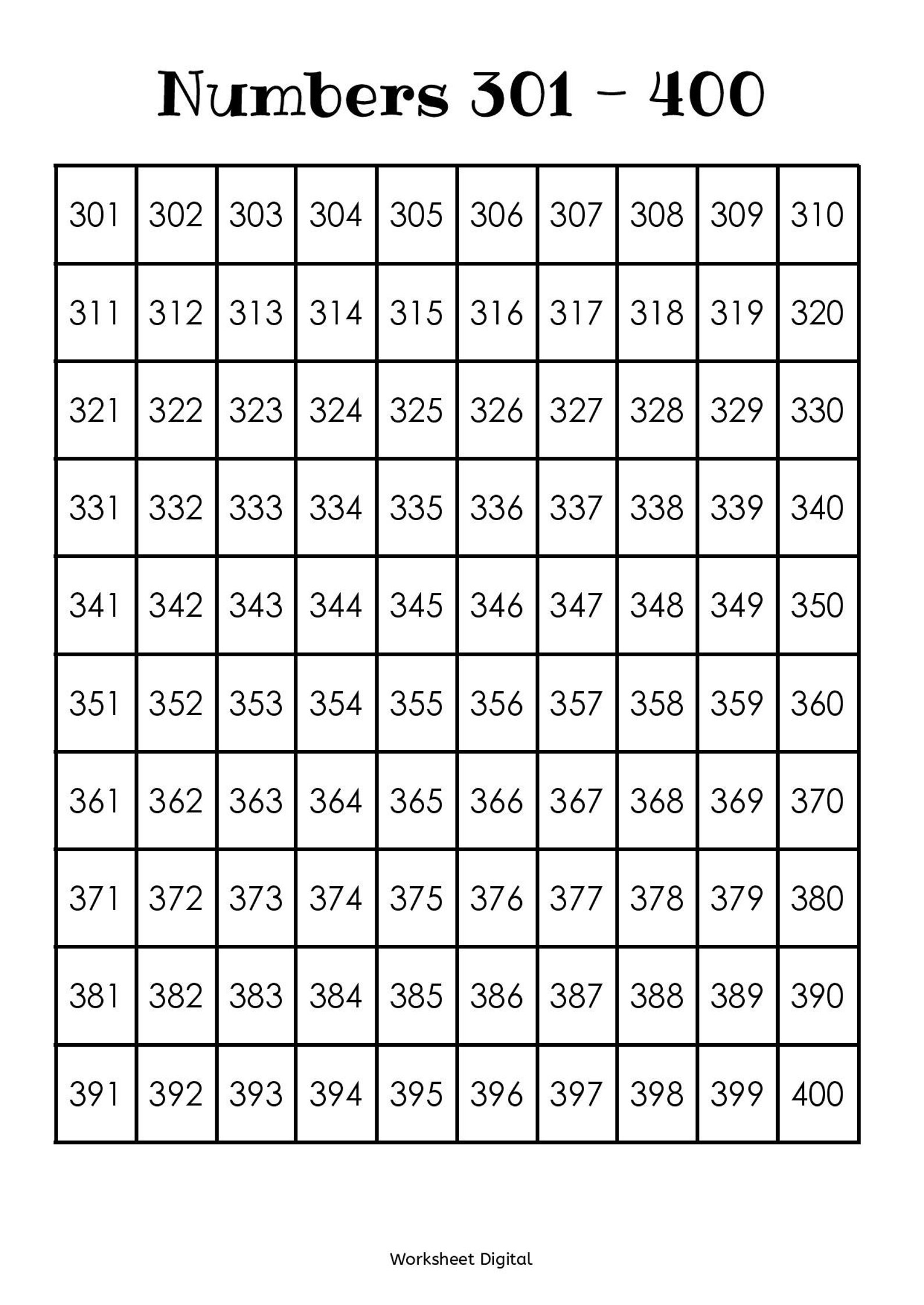 Printable 1 1000 Number Chart