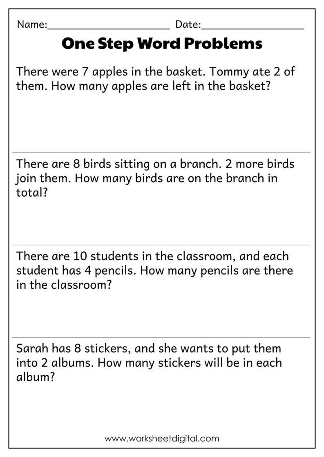 One Step Word Problems All Operations PDF Word Problems Worksheet For 