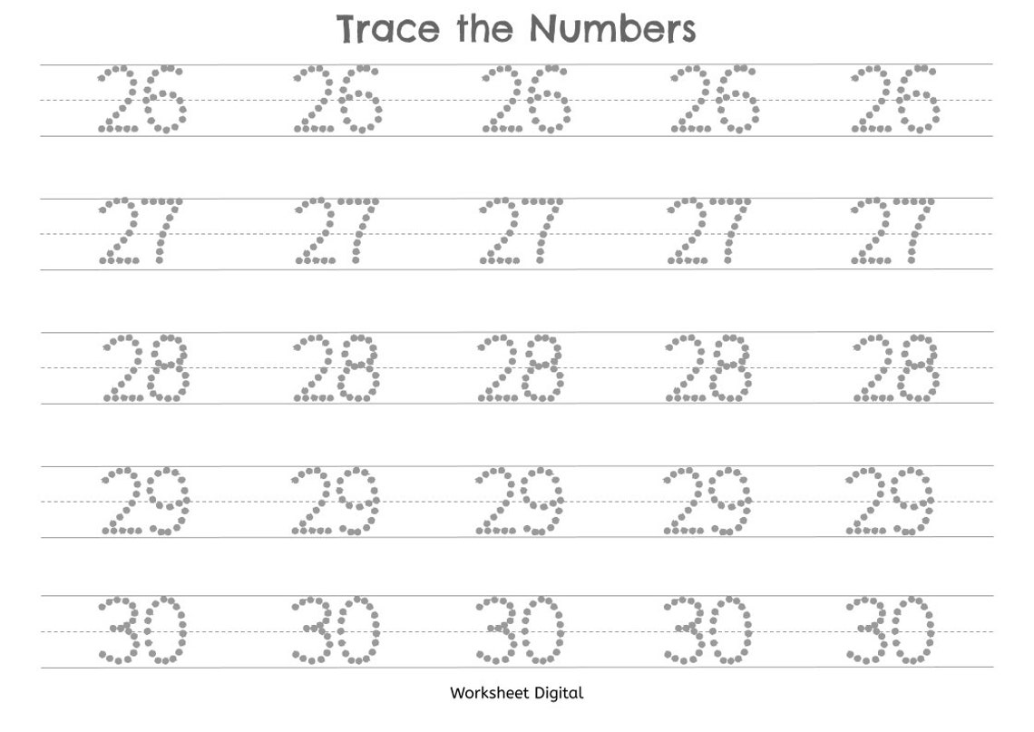 Printable Numbers 1 100 Tracing Worksheets For Preschool Etsy