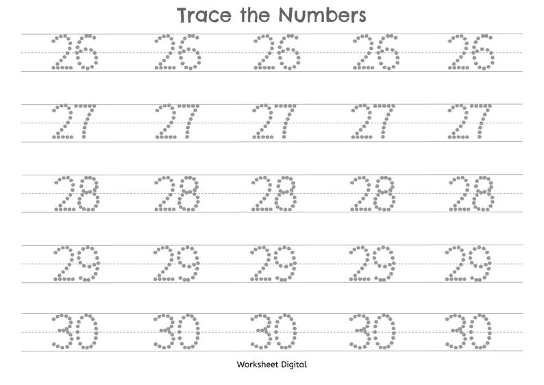 Printable Numbers 1-100 Tracing Worksheets for Preschool Kindergarten ...
