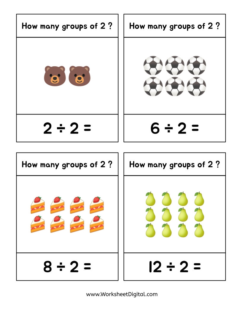 Easy Division Worksheet Ready For School Divide In 2s Math Etsy