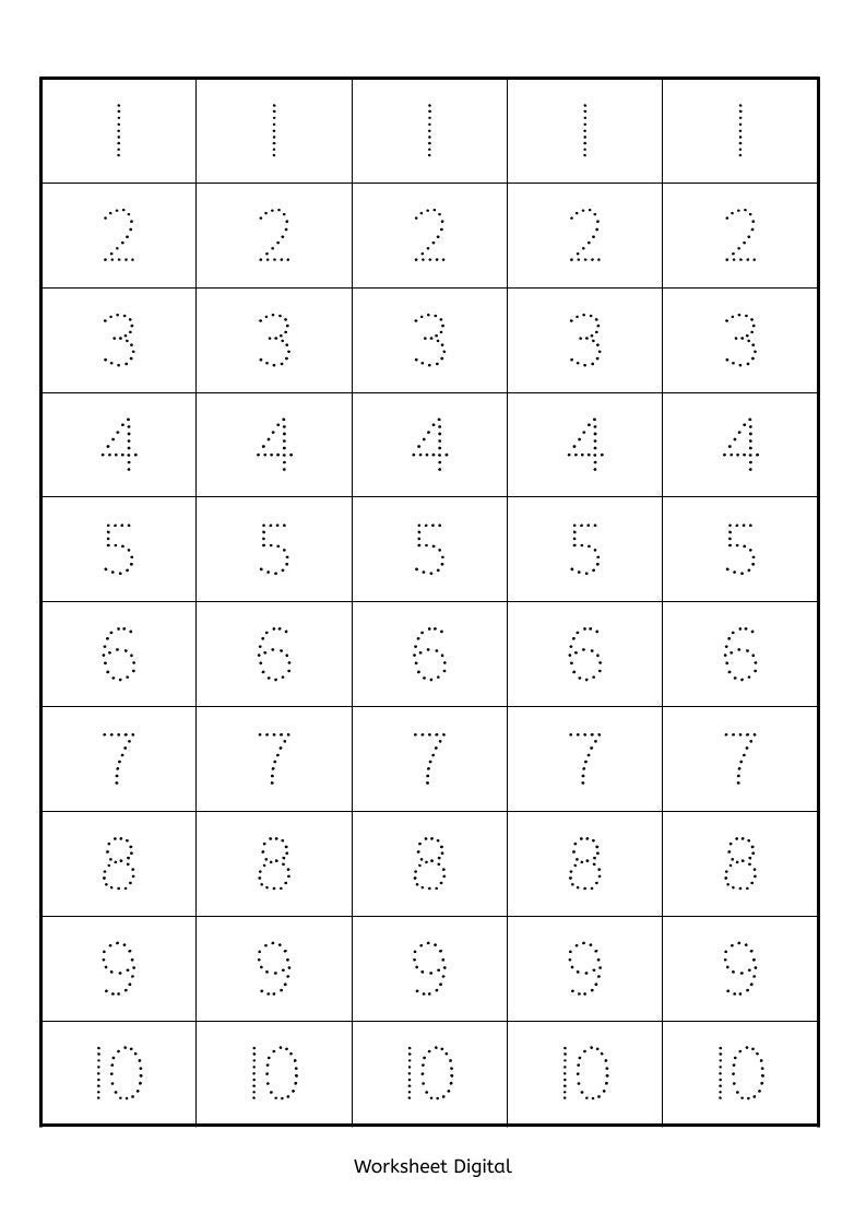 Number Tracing 1 20, 16 Printable Worksheets for Preschool Kindergarten