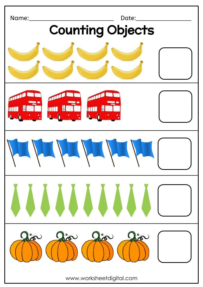 Buy Counting Objects to 20, Number 1 to 20, Kindergarten Worksheet ...