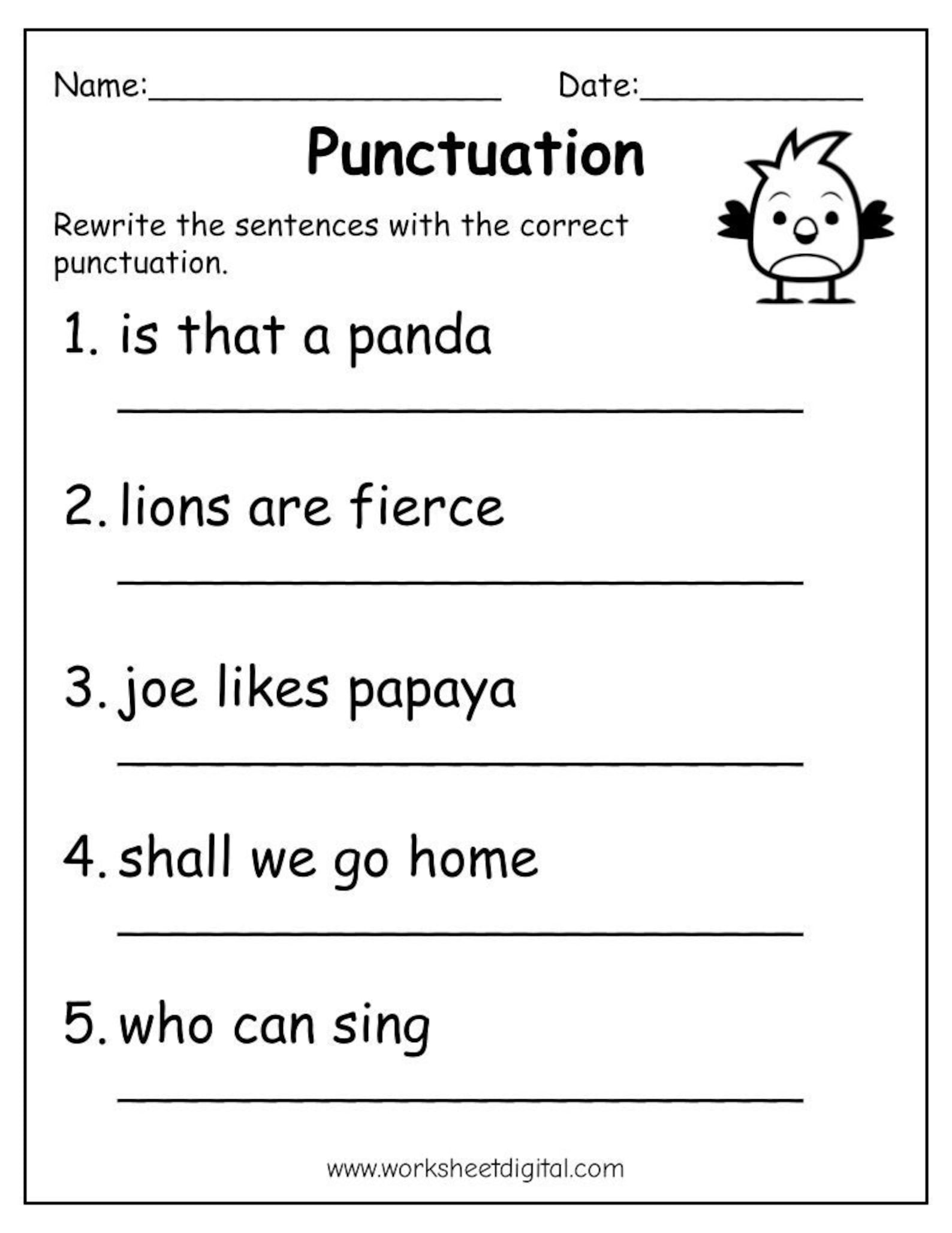 punctuation homework year 2