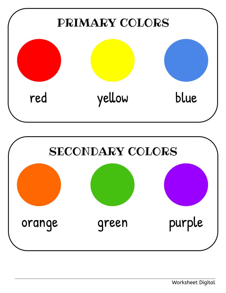 Mixing Colors Worksheet, Primary Color Mixing Worksheet, Digital ...