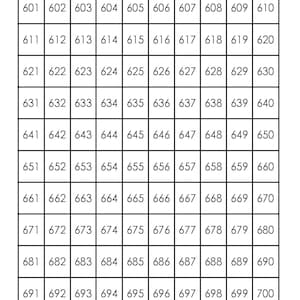 number charts 1 1000 printable black white homeschool etsy