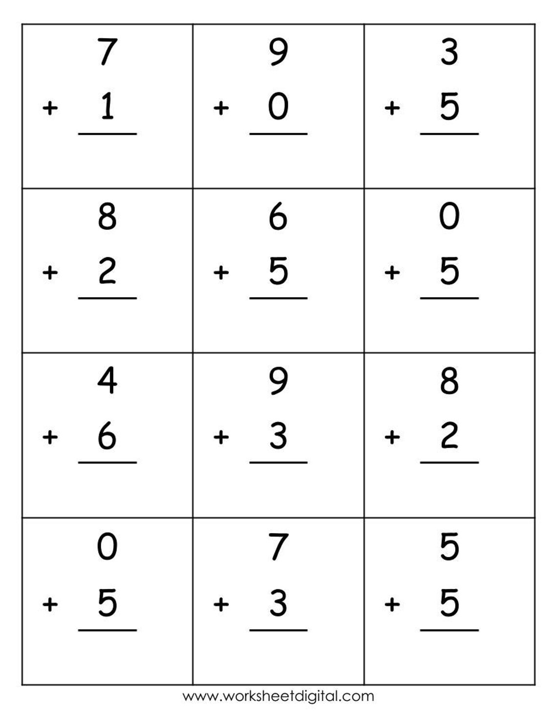 30 Kindergarten Addition Worksheets, Grade 1 Math Worksheets, Single ...