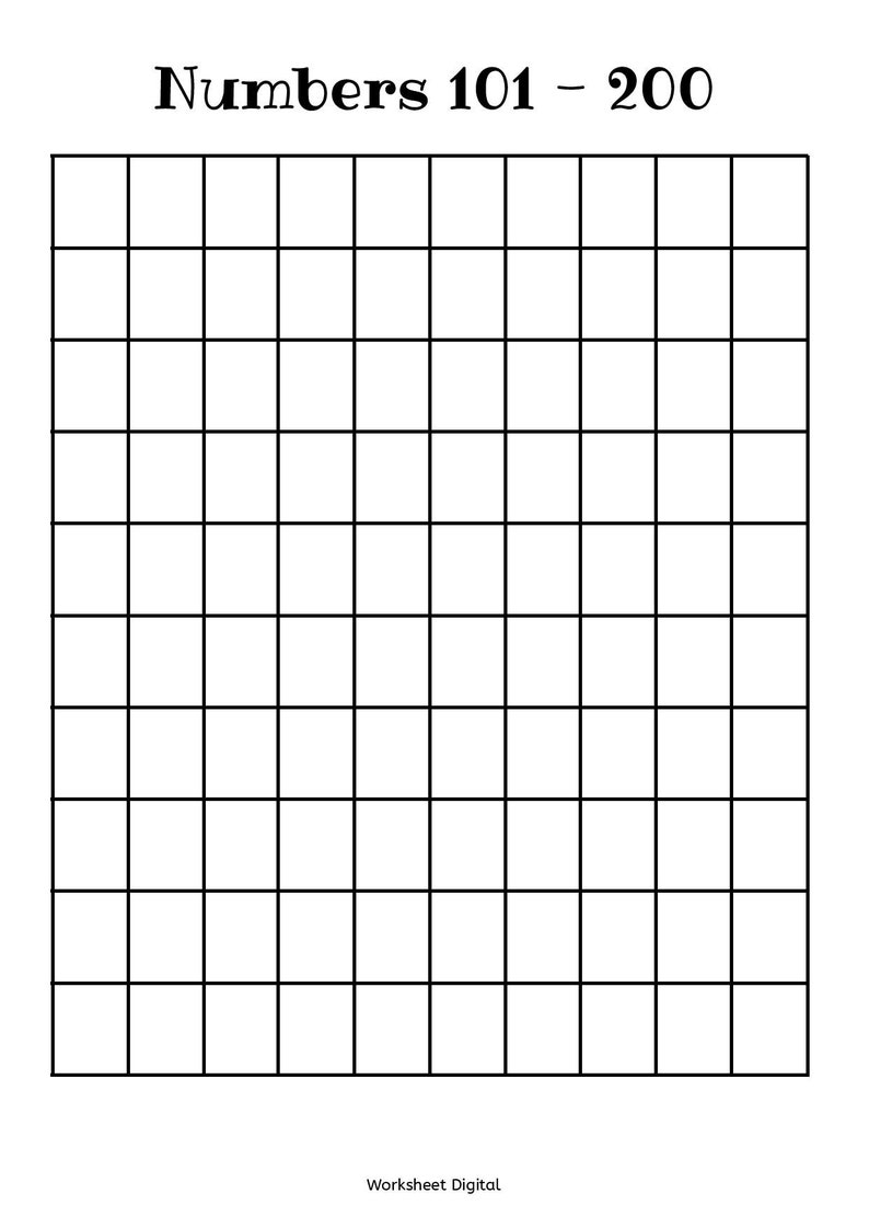 Number Charts 1 1000 Printable Black & White Homeschool Kindergarten image 7