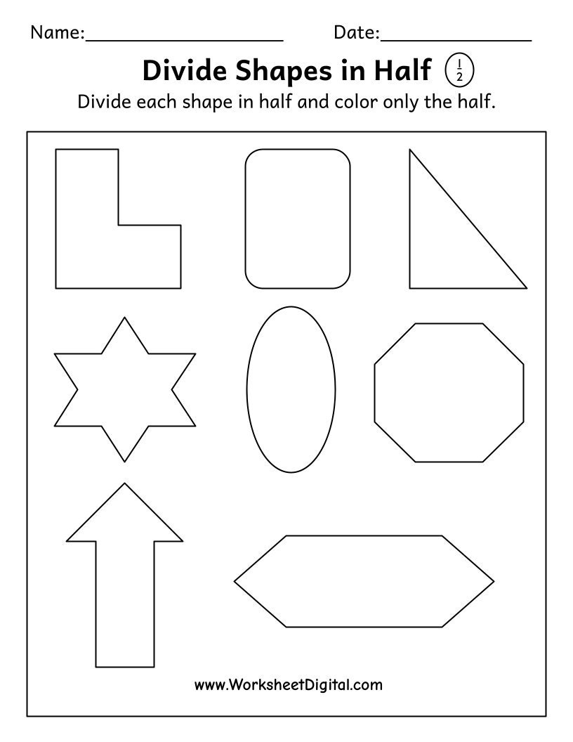 printable fractions worksheet teaching half to first grade etsy