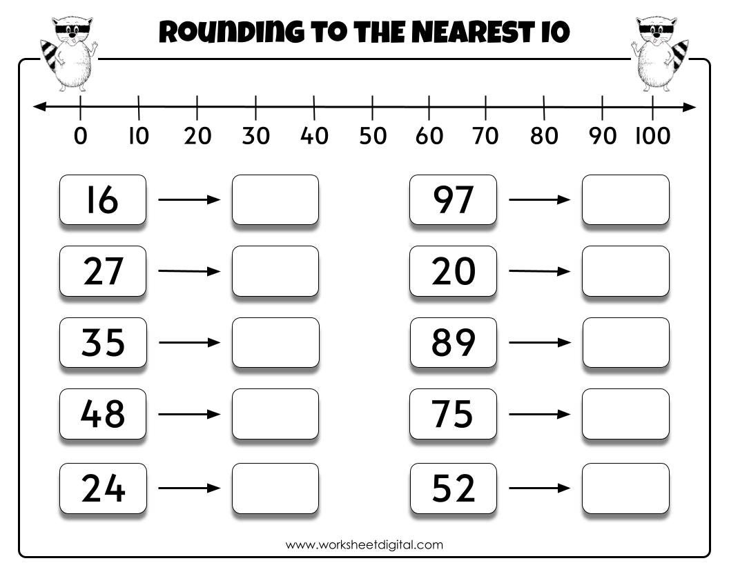 Rounding To The Nearest 10 Printable Math Worksheet For Primary School