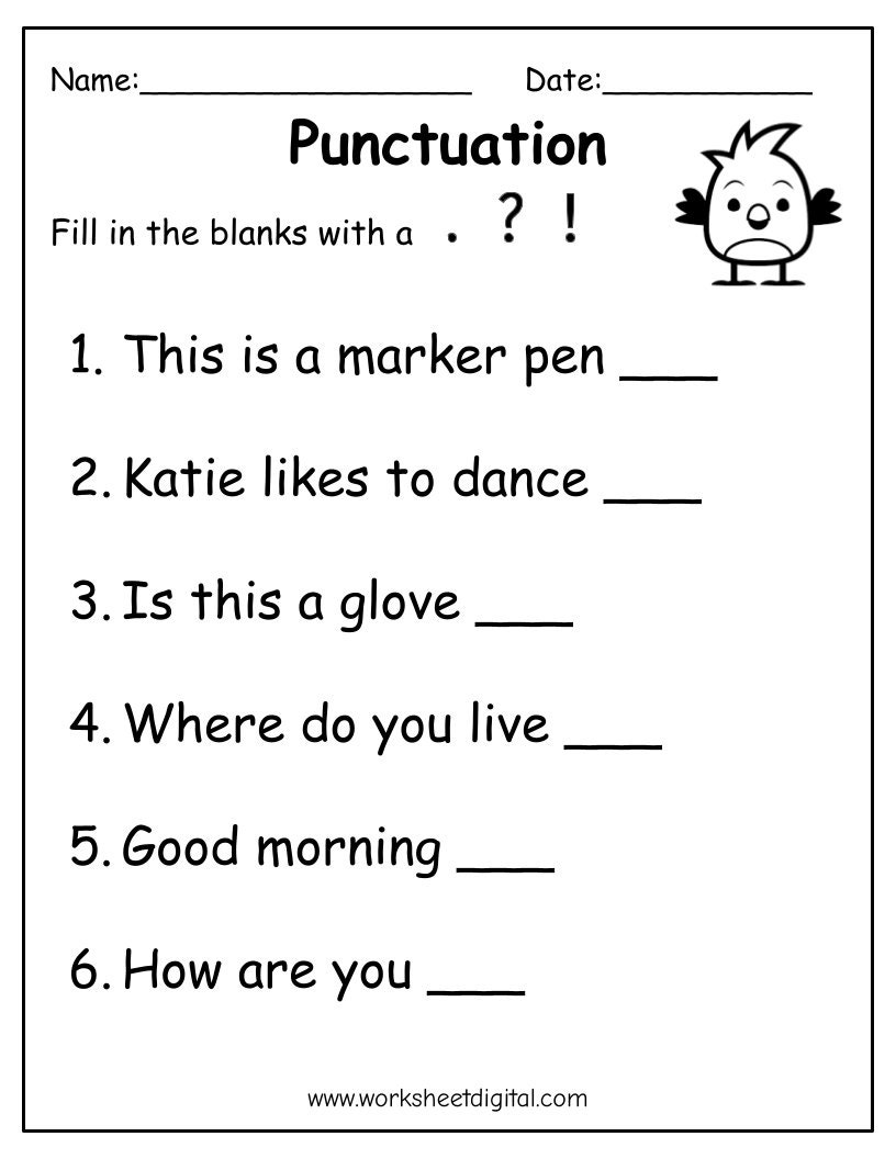 Punctuation Worksheets 1st Grade Punctuation Worksheets 1st Grade