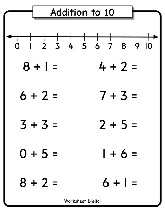 10 Printable Single Digit Addition to 10 With Number Line - Etsy Israel