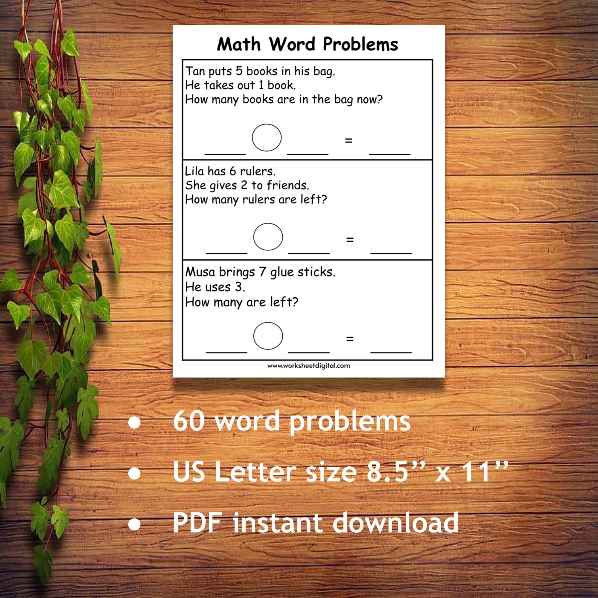 1st Grade Math Worksheet: Addition & Subtraction Word Problems (PDF ...