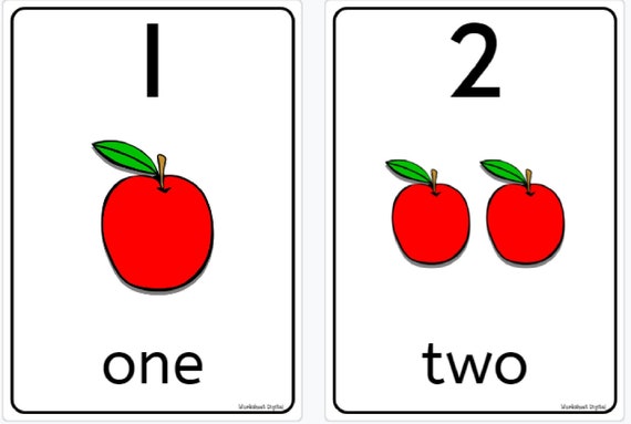 Apple  Theme Number Card Kit Numbers Counting Cards  1-20 Laminated 