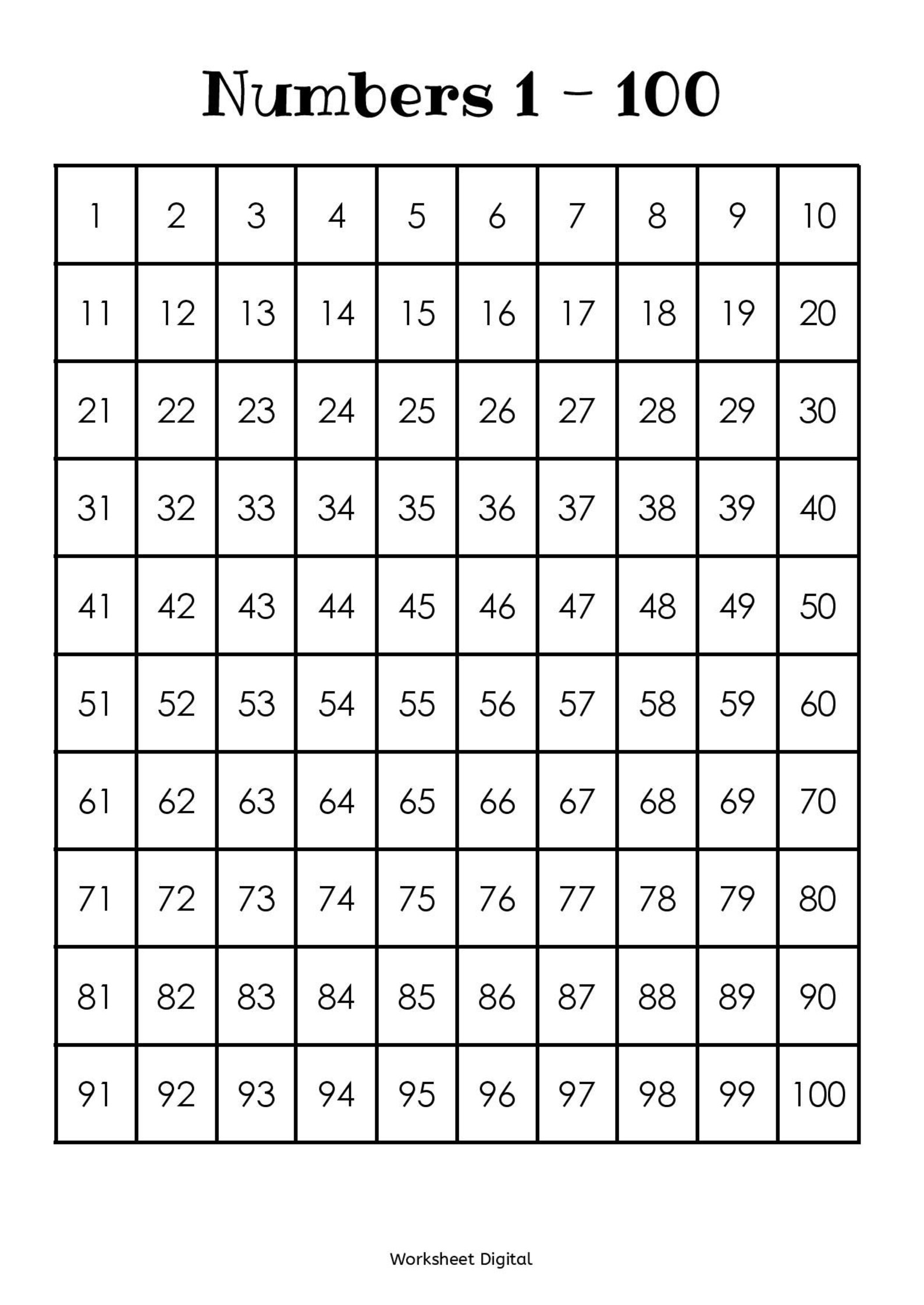 Number Charts 1 1000 Printable Black &amp; White Homeschool Kindergarten ...