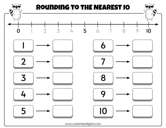 Round to the nearest 10's, 100's, 1000's place - Math Worksheets