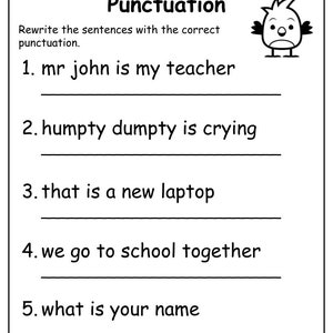 Printable Punctuation Worksheets, Punctuation Practice Worksheets for ...