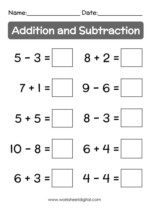 18 Printable Addition Subtraction up to 10 Worksheets Printable for  Kindergarten Preschool Homeschool Math Addition Busy Book - Etsy