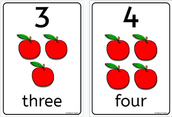printable numbers 1 to 10 posters wall display theme apples etsy ireland