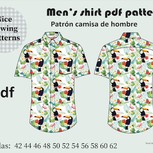 Patrón camisa hawaiana de hombre manga corta pdf/men aloha shirt pattern download pdf