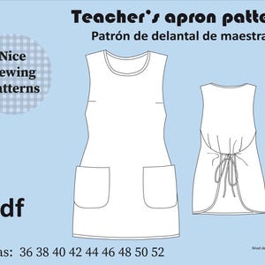 Patron y tutorial delantal para maestra/smock apron pattern/PDF instant download, teacher apron pàttern and instructiosn