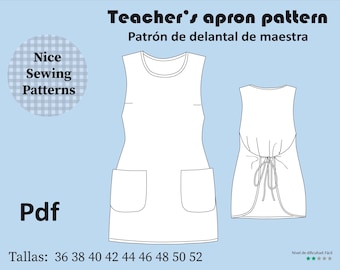 Teacher's apron pattern and tutorial/smock apron pattern/PDF instant download, teacher apron pattern and instructions