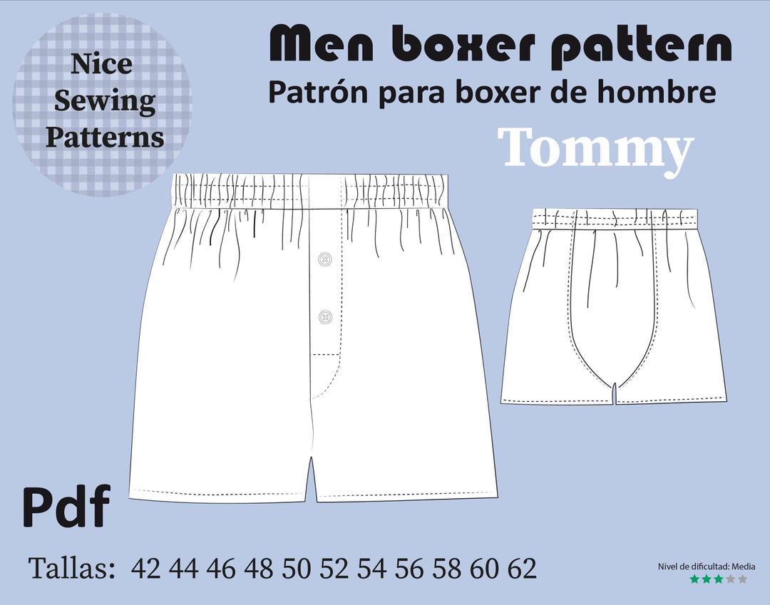 Mens Boxer Shorts Pattern / English Instructions / Instructions in ...