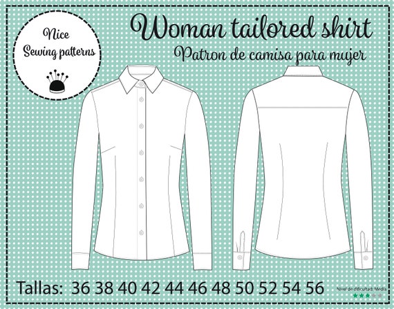 Woman classic tailored shirt pattern pdf/tutorial de camisa