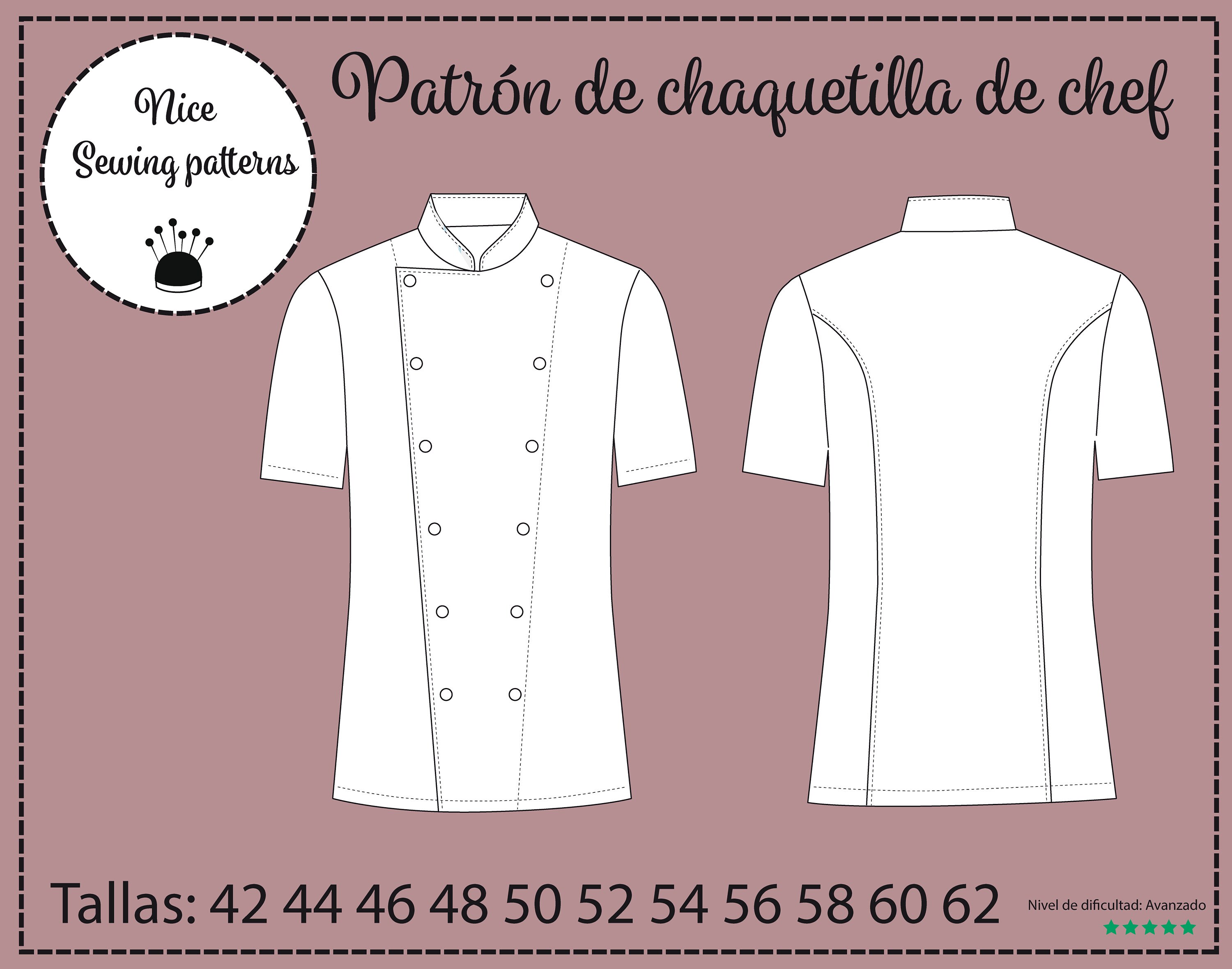 Chef Jacket pattern Pdf / Patron de chaquetilla de chef para hombres ...
