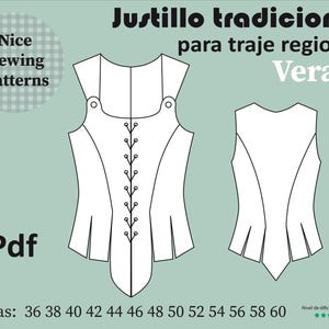 Vera bodice pattern with suspenders in digital PDF format /special for traditional clothing, immediate download