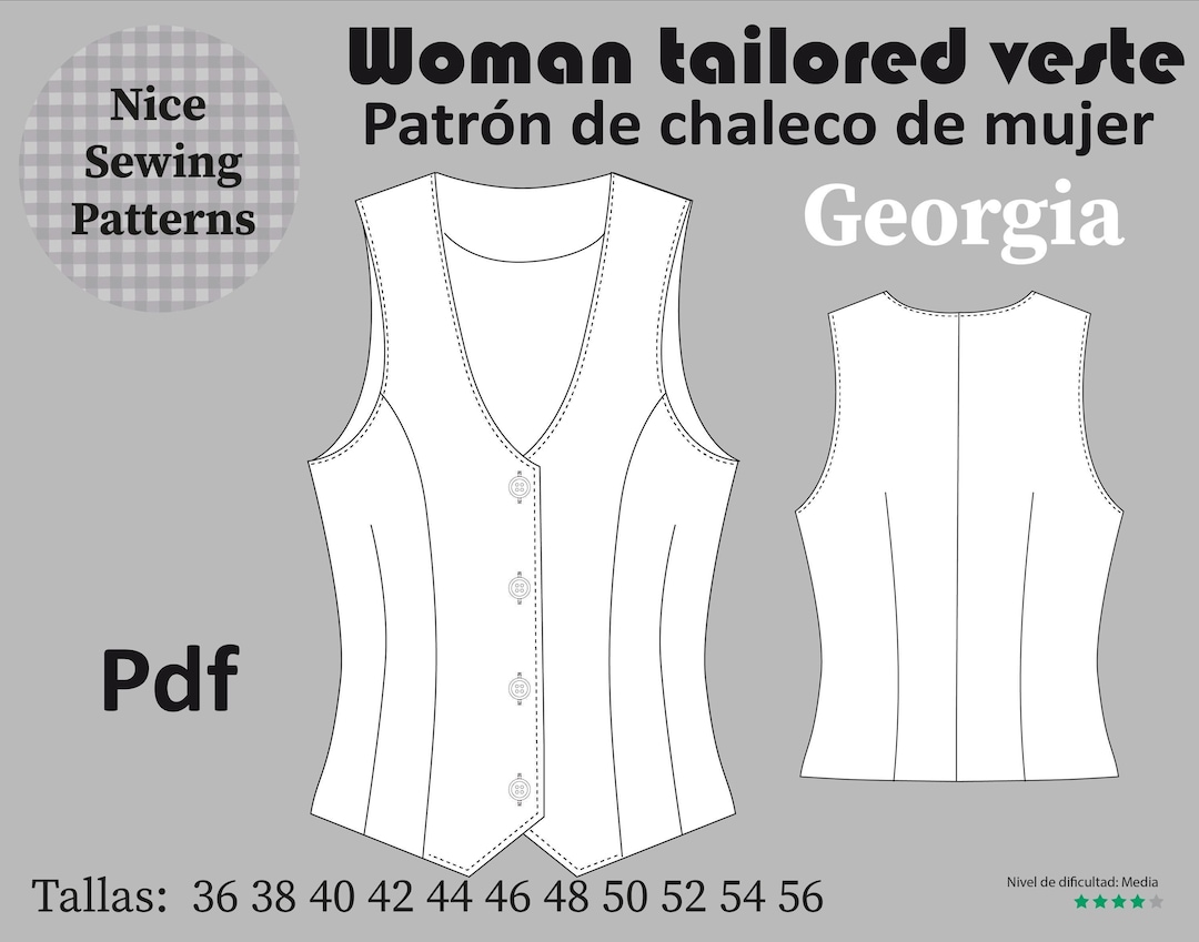 Woman Tailored Vest Pattern Pdf/ Pattern of Tailored Vest for Women Pdf ...