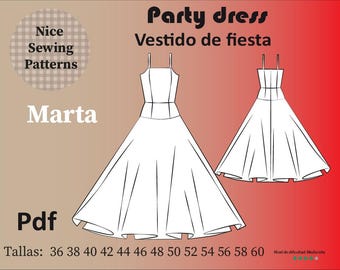 Schnittmuster für Zeremonienkleid/ Schnittmuster für Zeremonienkleid im PDF-Format, Ballkleid 36/38/40/42/44/46/48/50/52/54/56/58/60