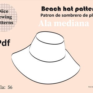 Patron sombrero playero ala mediana /bucket hat pdf pattern / con instrucciones de confeccion