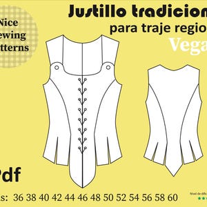 Vega JUSTILLO pattern with suspenders in digital PDF format /special for traditional clothing, immediate download