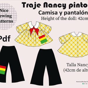 Nancy Painter Costume Pattern/ Does not include sewing instructions, instant download, A4 print, doll height 42 centimeters