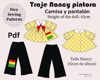 Nancy Painter Kostümmuster/ Enthält keine Nähanleitung, Sofort-Download, A4-Druck, Puppenhöhe 42 Zentimeter