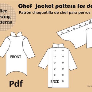 CHEF JACKET PATTERN for dogs size xl