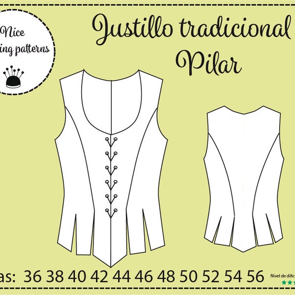 PATRON DE JUSTILLO, doublet pattern/ isntant download pdf en todas las tallas, 36/56 listo para su descarga inmediata