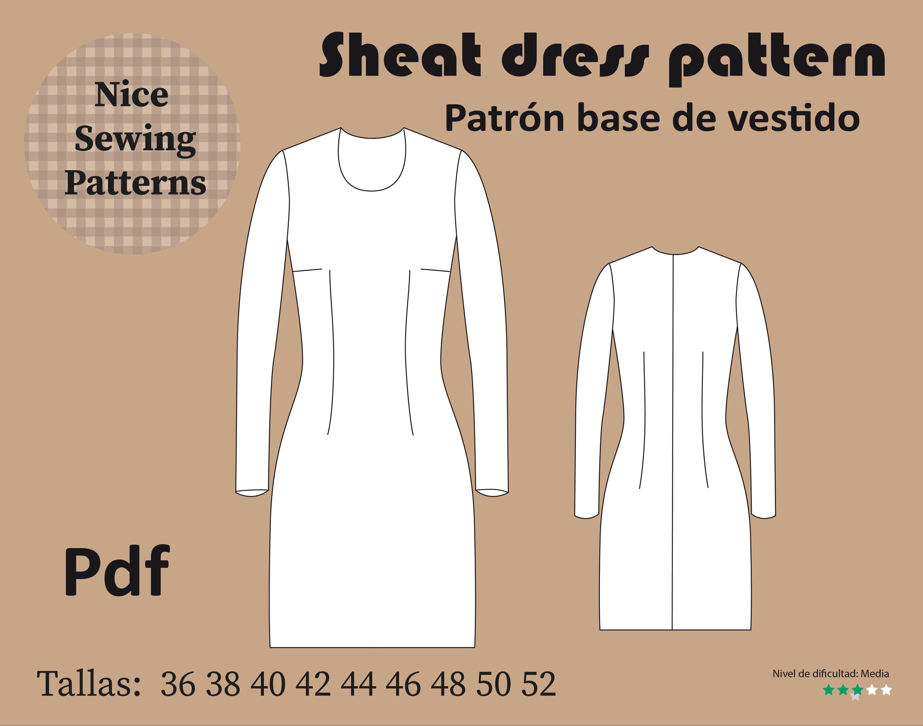 Basic Dress Pattern With Sleeves. PDF Instant Download, Basic Dress ...