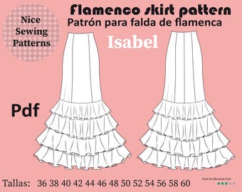 FLAMENCO Rockschnittmuster „ISABEL“ (PDF-Schnittmuster) / Größen 36/38/40/42/44/46/48/50/52/54/56/58/60 / A4 und Großformat für Plotter / Keine Anleitung