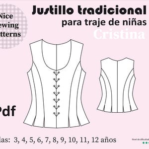 Girls&#39; corset pattern / PDF / digital pattern sizes 3, 4, 5, 6, 7, 8, 9, 10, 11, 12 years, with sewing instructions