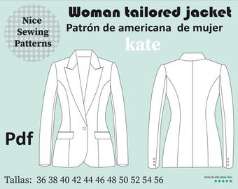 Damen-Blazer-Schnittmuster (PDF-Sofortdownload) / Größen: 36/38/40/42/44/46/48/50/52/54/56 / Blazer-Schnittmuster / Damen-Blazer-Schnittmuster