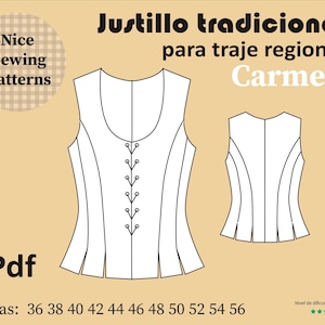 JUSTILLO PATTERN for traditional clothing, PDF /contains sewing instructions/ sizes 36 to 56.