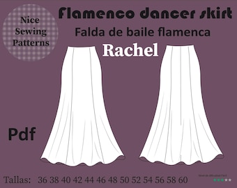 FLAMENCO-Rock-Schnittmuster "RACHEL" Rock-PDF-Muster /Größen 36/38/40/42/44/46/48/50/52/54/56/58/60 Flamenco-Rock-Muster pdf/
