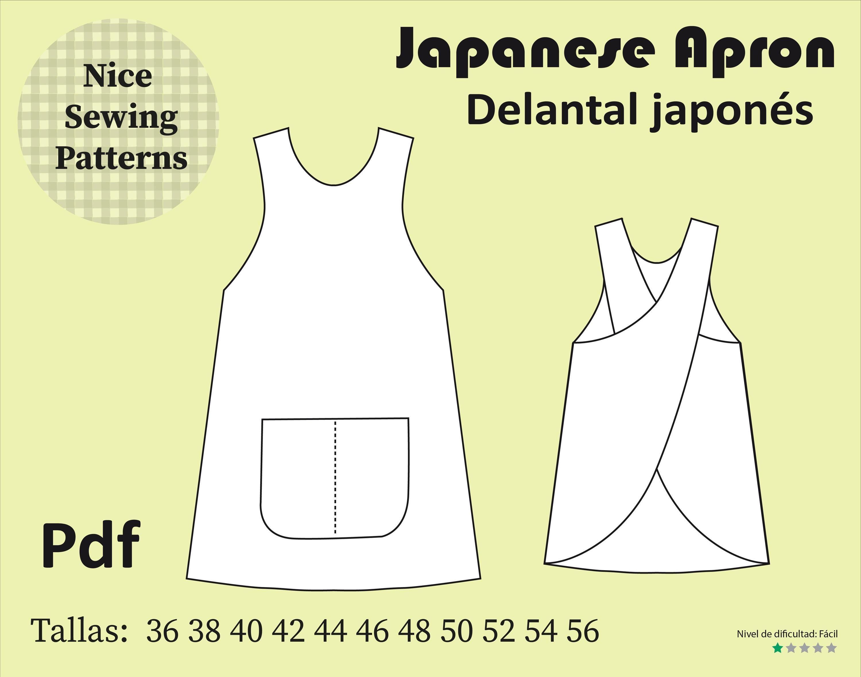 Japanese Apron Pattern PDF/ 8/24 36/56 S/xxl/english