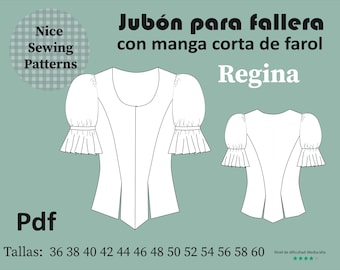 JUBON-SCHNITTMUSTER für Fallera Regina / PDF-Schnittmuster für Doppelhemd, A4-Druckvorlage in den Größen 36/38/40/42/44/46/48/50/52/54/56/58/60