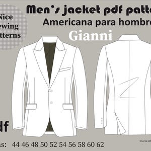 Patroon voor smokingjasje / geen instructies! / alleen patroon pdf / maten XS-XXL Es 42-62, EN 32-42