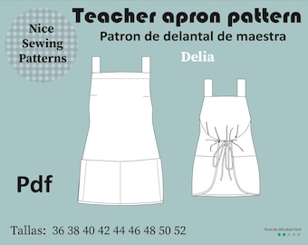 Teacher's apron pattern in PDF format, immediate download