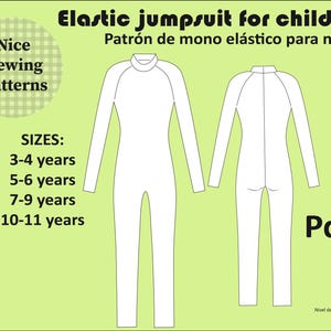 Elastic jumpsuit for kids, size 3-4/5-6/7-9/10-11, no instructions, no sewing tutorial included